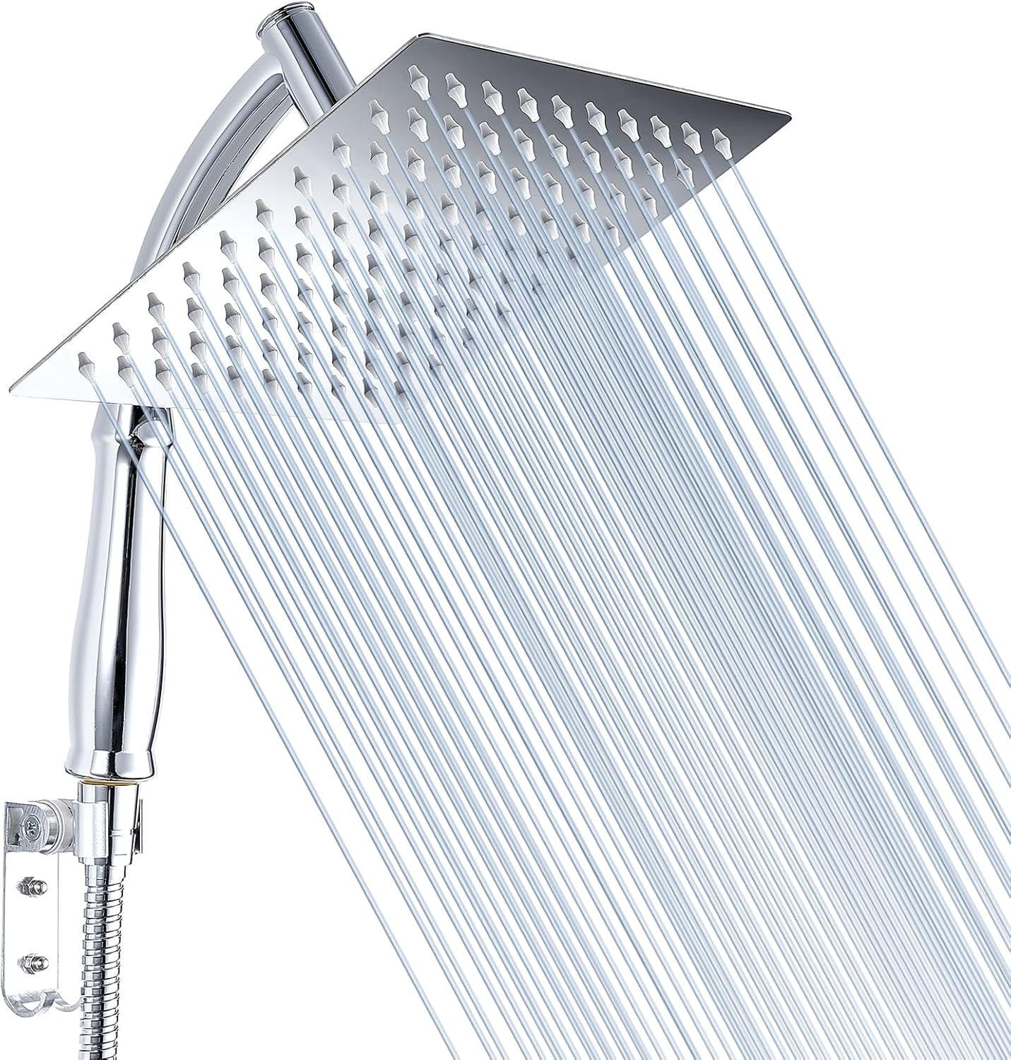 Merkloze regendoucheset van RVS met handdouche en verlengarm, chroom, voor de badkamer