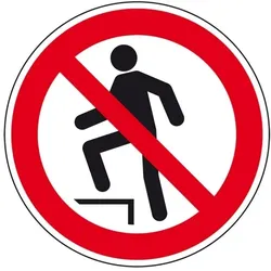 Aufkleber I Verbotsschild Aufsteigen verboten, Folie, selbstklebend, Ø 100mm, DIN EN ISO 7010 P019