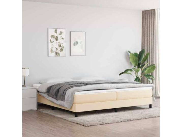 YNGBHFNOP Atmungsaktiver Stoff Stützbeine Sperrholzlatten Creme 200x200 cm Boxspringbettgestell Creme 200x200 cm Stoff Mit Bettkasten Stabiles Lattenrost Gepolstertes Bettrahmen Ohne Matratze