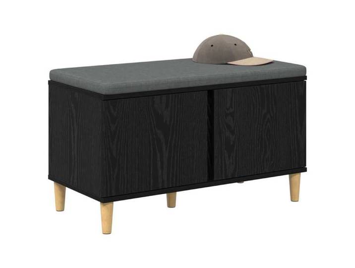 Banquette de hall - Noir - Banc d'entrée - Pour intérieur - avec coussin - Chêne Noir - 80x38x46 cm 5055