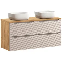 DOPPELWASCHTISCH 120cm Elora Beige und Holz