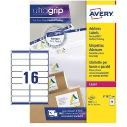 Avery Dennison, Etiketten, Etiketten Zweckform ultragrip L7162, 99,1x33,9 mm, weiss, Pk. 1600 Stk.