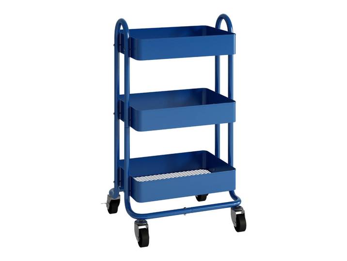 [en.casa] Servierwagen Pyhäntä, Blau, Metall, Rollen, 46x78.5x35 cm, Esszimmer, Servierwagen
