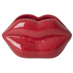 RICE Keramik Vase Lips Rot, 16 x 9 x 4,5 cm