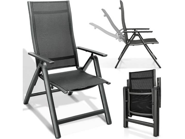 tillvex Chaise de jardin Anthracite pliable en aluminium 1 pièce chaise pliante réglable pour balcon jardin terrasse