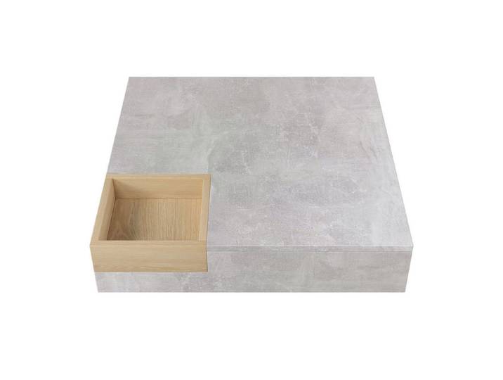 EXTSUD Couchtisch mit herausnehmbarer Aufbewahrungsbox – 72×72 cm, Betongrau (ein Tisch), mit herausnehmbarer Aufbewahrungsbox, 72*72*30 cm
