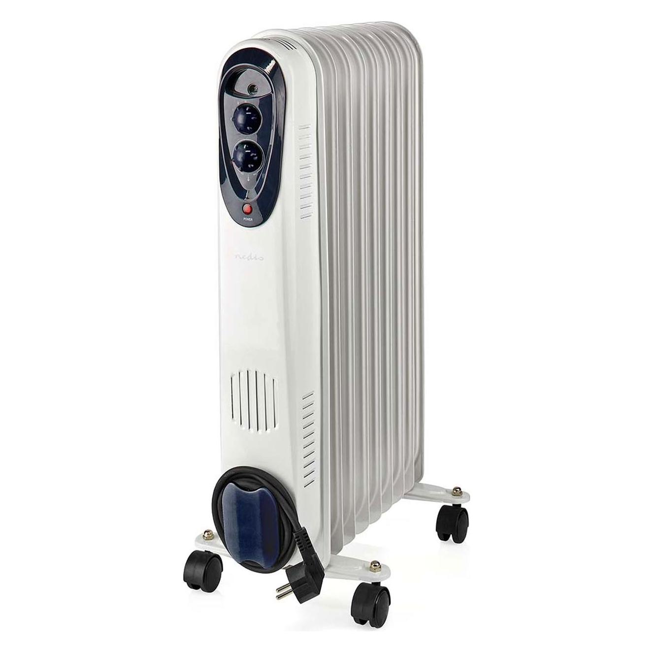 Nedis Mobiler Öl Radiator | 800 / 1200 / 2000 W | 9 Fins | Verstellbares Thermostat | 3 Wärmeeinstel (2000 W) (HTOI30WT9)