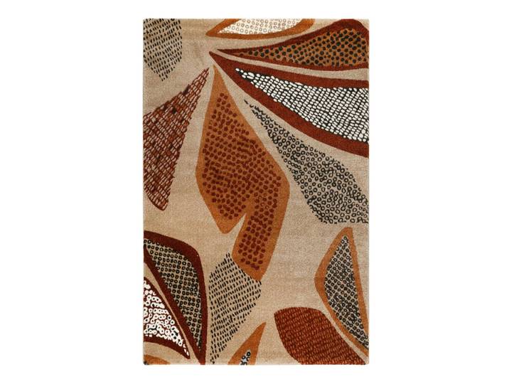 Tapis design motif végétal fond beige sable 133x200