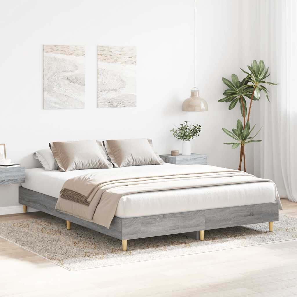 Alpen Home Bed Frame No Mattress Engineered Wood Grey Sonoma 143 x 203cm