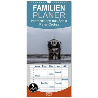 Familienplaner 2027 - Impressionen aus Sankt Peter-Ording mit 5 Spalten (Wandkalender, 21 x 45 cm) CALVENDO