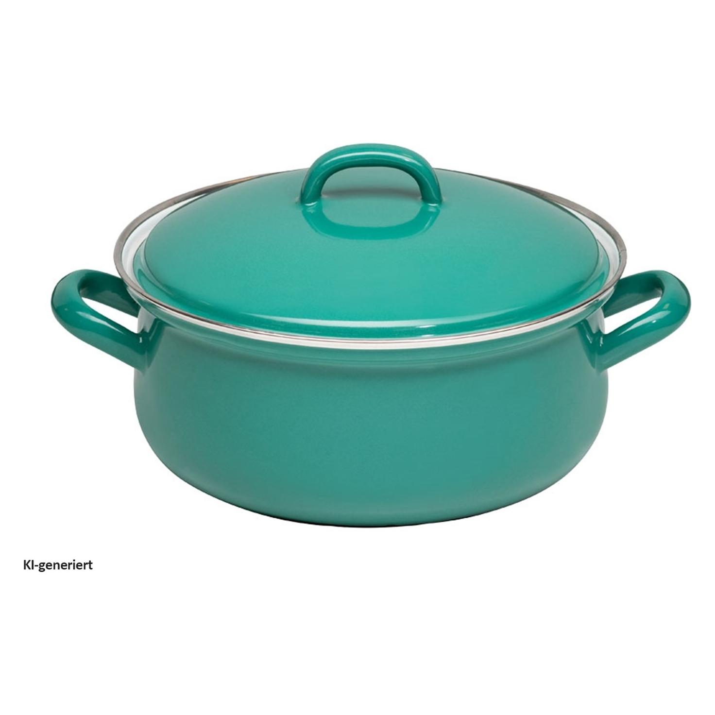 Kelomat Kasserolle mit Deckel Nature Green 20 cm 2 Liter (Stielkasserolle, Emaille, 20 x 15.90 cm) (2195237)