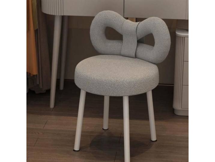 JEOBEST Tabouret de Coiffeuse Chaise de Maquillage avec Dossier à Nœud Papillon Chaise de Bureau avec Dossier Gris