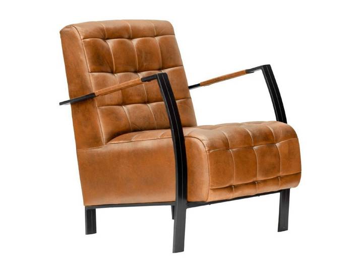 Massivmoebel24 Sessel IRON LABEL Echtleder (Büffel) hellbraun (Echtleder (Büffel) montiert 17 kg IRON LABEL #13), 64 cm (BxTxH) hellbraun