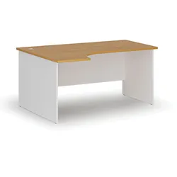 Büro-Eckschreibtisch PRIMO WHITE, 160x120 cm, links, weiß/Buche