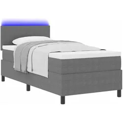 vidaXL, Boxspringbett, Boxspringbett mit Matratze & LED-Licht Grau 90x200 cm Cord-Stoff (90 x 200 cm)