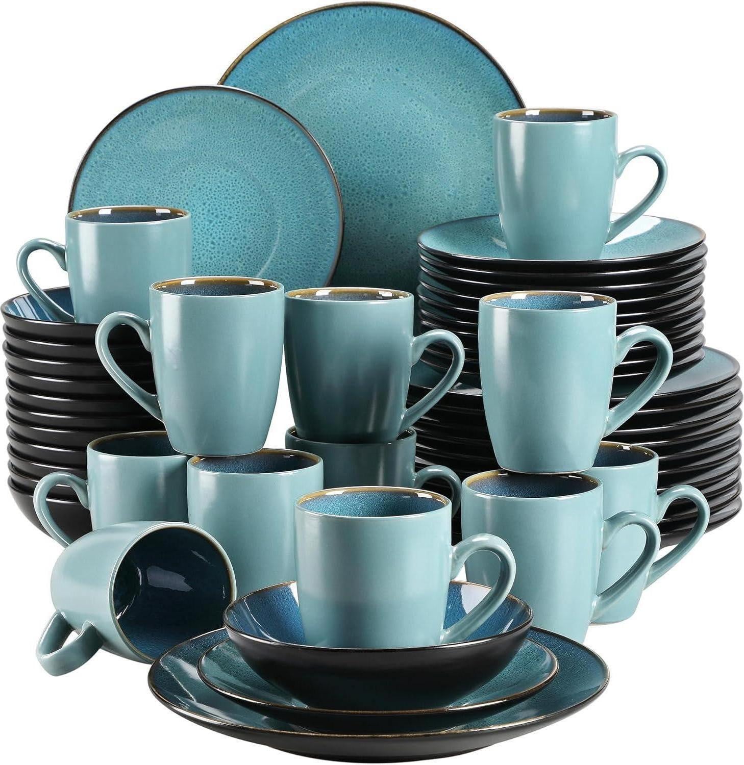 Vancasso BUBBLE Tafelservies, 48-delig, Steengoed, Groen, Vintage stijl
