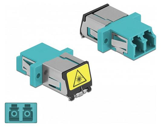 Delock vezeloptiekabel met laserbeschermklep, LC Duplex naar LC Duplex, multimode, aqua
