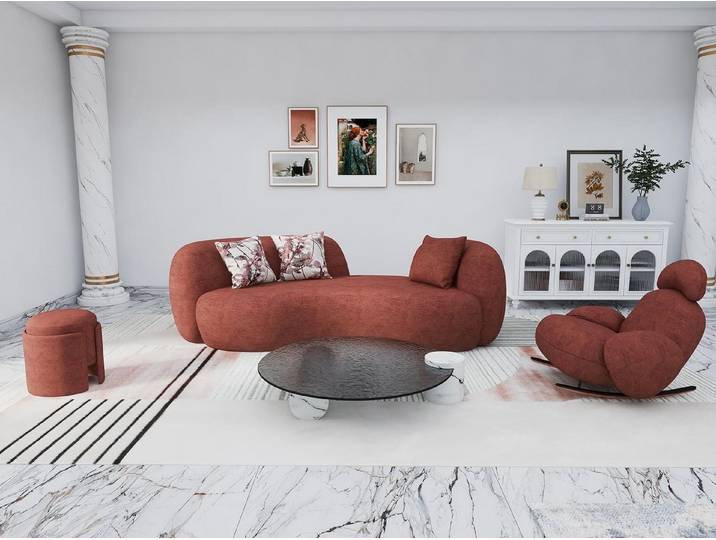 Xlmoebel Polstergarnitur Elegantes 3-Sitzer Sofa Set mit Hocker und Tisch für Ihr, (Sofa-Set, 1-tlg., 3-Sitzer Sofa-Set mit Hocker und Tisch), Made in Europa