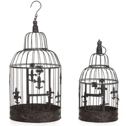 Moritz Vogelkäfig Deko Vintage braun Set Dekokäfig Antik Shabby Style Käfig Nostalgie Landhausstil Pflanze