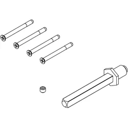 Griffwerk Set für Griffe -Schraubtechnik (nicht für Zink) Voll-Wechselstift 8x8mm mit Schrauben -Stift M12x68mm, Schraubenl.: 50mm, TS 40-45mm