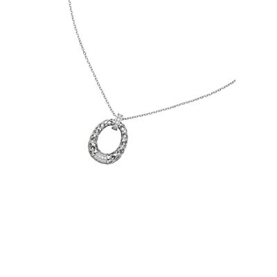 Kette mit Anhänger JOBO "Kreis mit Gitterstruktur 24 Zirkonia", silber 925, Halsketten, Damen, Silber 925 (Sterlingsilber), L: 45, 925 Silber 45 cm