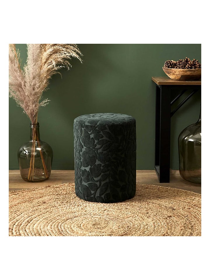Ethnical Life Pouf "Leaf" in Dunkelgrün - (H)36 x Ø 28 cm - onesize