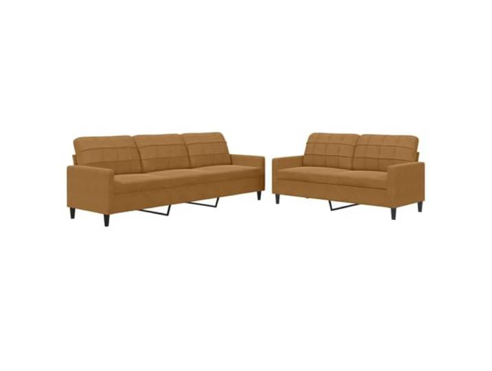 Coespram 2-TLG Sofagarnitur Braun Samt 2-Sitzer und 3-Sitzer Couch Elegante Polstermöbel für Wohnzimmer und Lounge, weicher Bezugstoff mit Schaumstoffpolsterung für gesellige Runden.