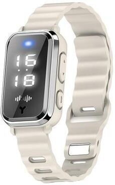 Inspired Deals Rechargeable Mosquito Repellent Bracelet With Anti Static Digital Watch white