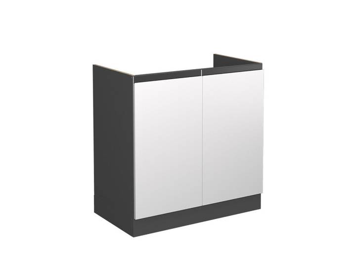 Vicco Spülenunterschrank R-Line Weiß 80 cm J-Shape, ohne Arbeitsplatte, Weiß, Anthrazit, Holzwerkstoff, 1 Fächer, Rechteckig, 80x81.6x46 cm, Küchen, Küchenmöbel, Küchenschränke, Küchenunterschrank