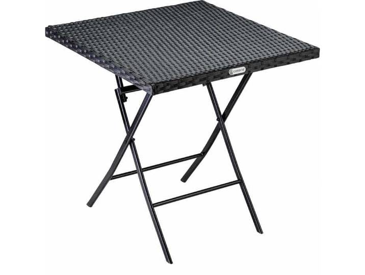 CASARIA® Table pliante polyrotin 65x65x75cm table jardin balcon terrasse max. 60kg Extérieur Table de Camping Table d'appoint