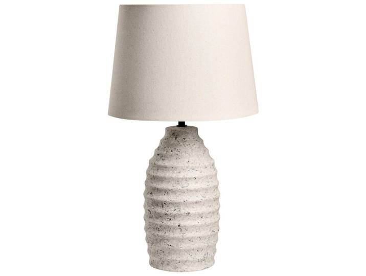 Beliani Tischlampe Weiß Billy, Creme, Keramik, E27, 28x50x28 cm, Lampen & Leuchten, Innenbeleuchtung, Tischlampen