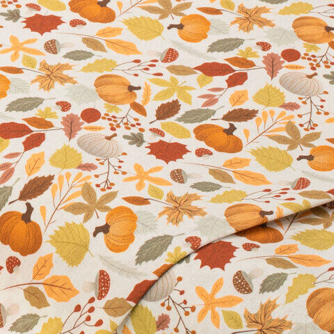 Baumwollstoff-Digitaldruck Herbstlaub "Dana", creme-color