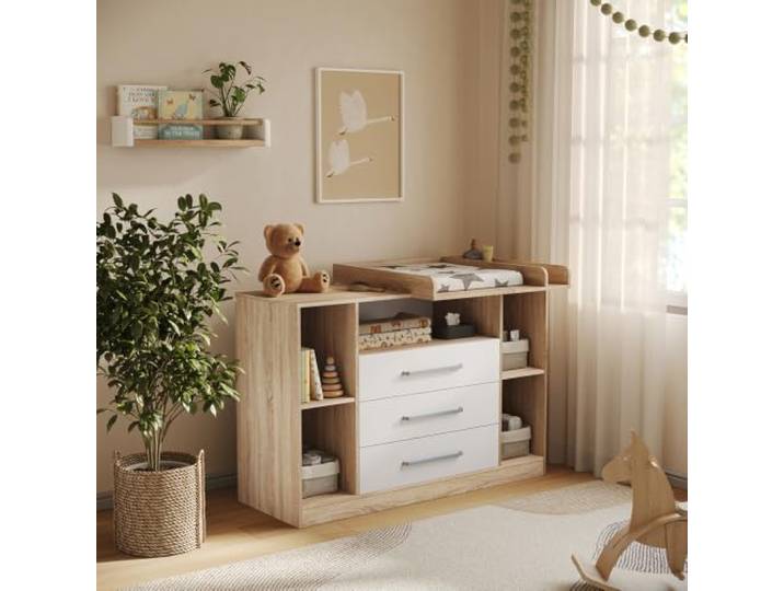 Vicco Wickelkommode Olina, Sonoma/Weiß 138.3 x 93 cm