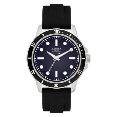 Quarzuhr S.OLIVER "Elegant Silicone", schwarz (schwarz, blau), Armbanduhren, Herren, Quarzuhr, Armbanduhr, Herrenuhr, Silikonarmband, analog