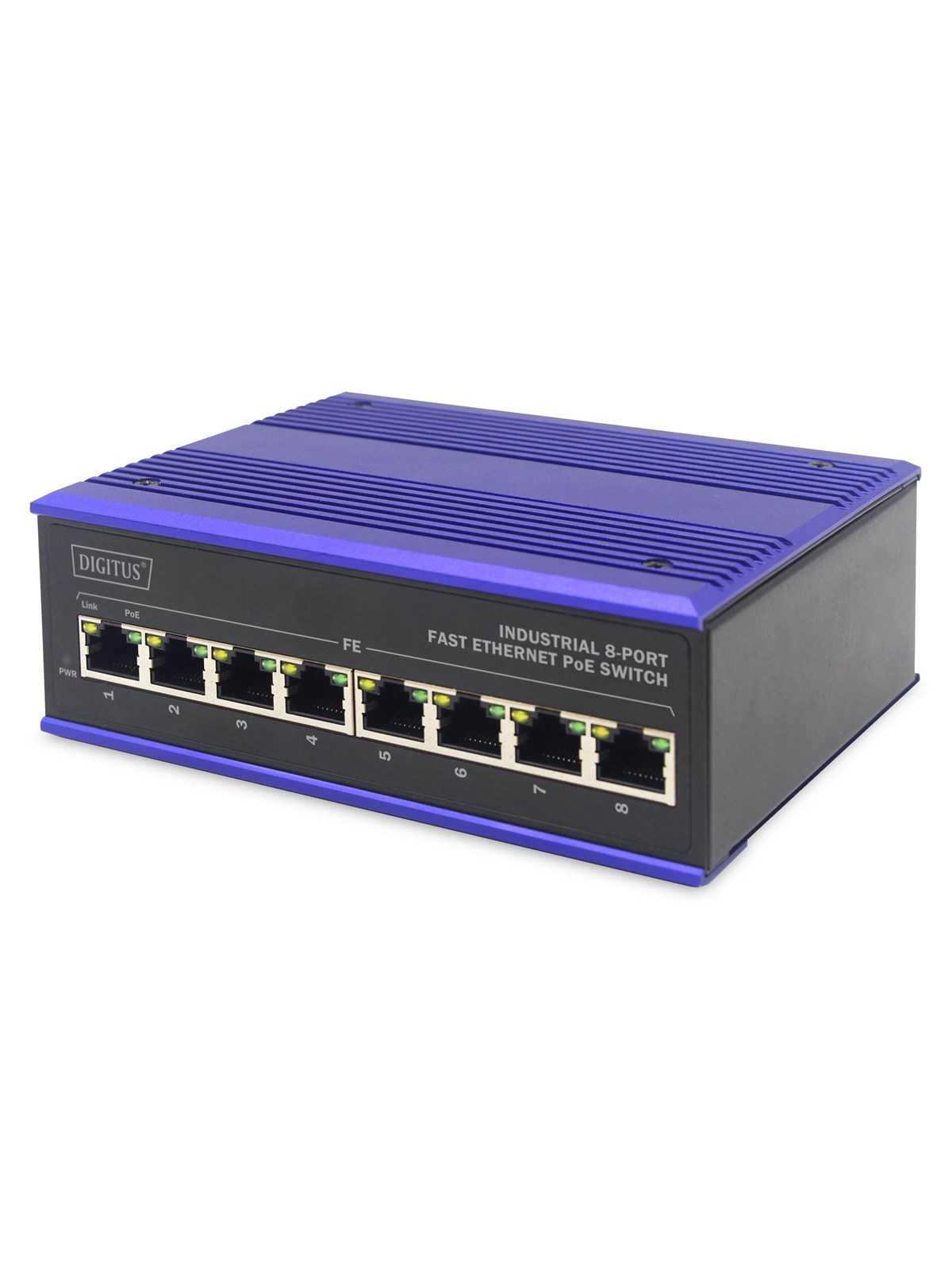 DIGITUS DN-650108 8-Port Fast Ethernet Network PoE Switch Industrial Unmanaged