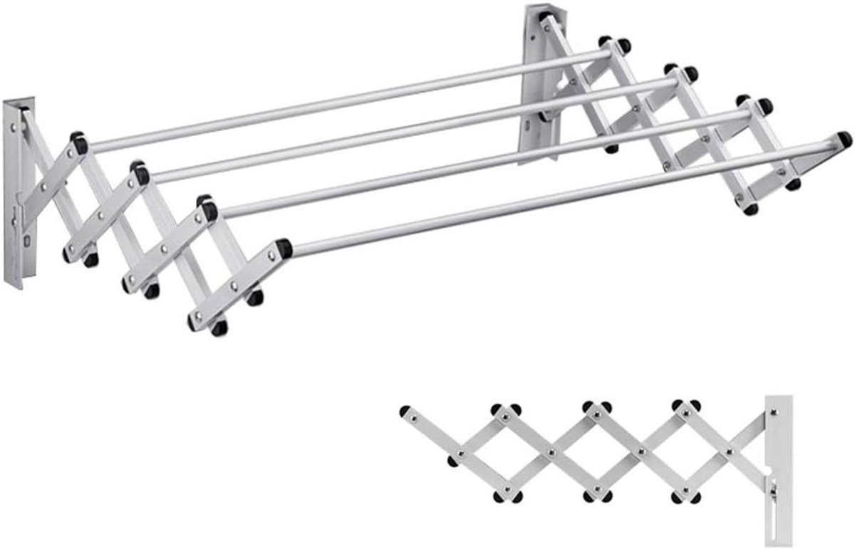 Uittrekbaar kledingdroogrek met accordion design in zilver, 60 cm