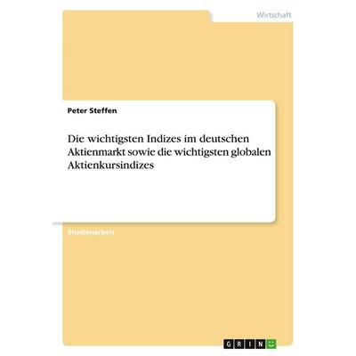Die wichtigsten Indizes im deutschen Aktienmarkt sowie die wichtigsten globalen Aktienkursindizes, Taschenbuch von Peter Steffen, GRIN,