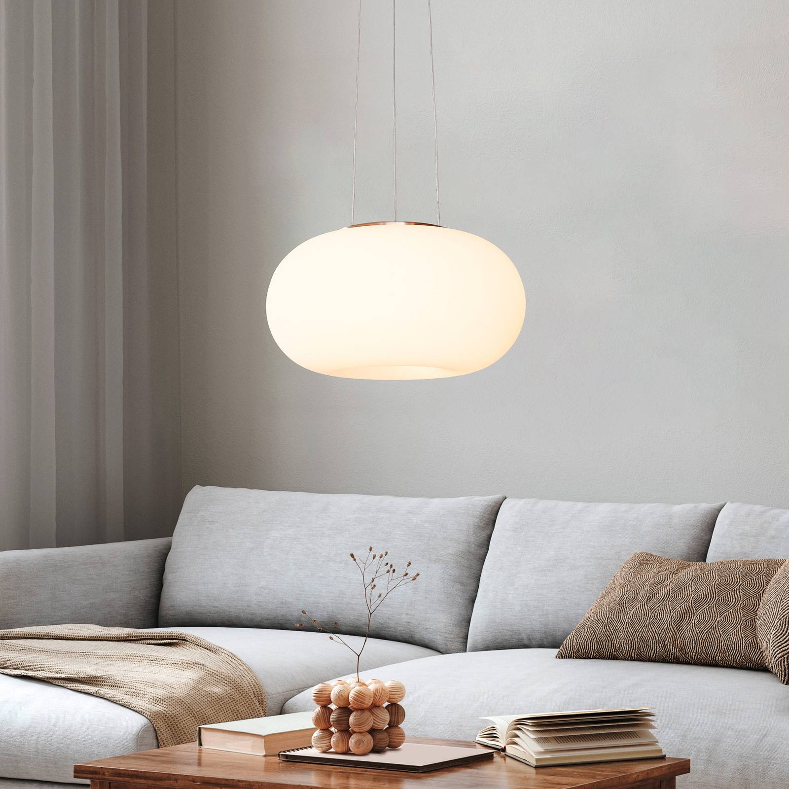EGLO Pendant Light Optica, dimmable, White / opal, Living / Dining Room, Glass, Modern, Ceiling Light