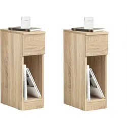 NACHTTISCH 2er Set Schmal mit Schublade, Natur, 20x35x60 cm
