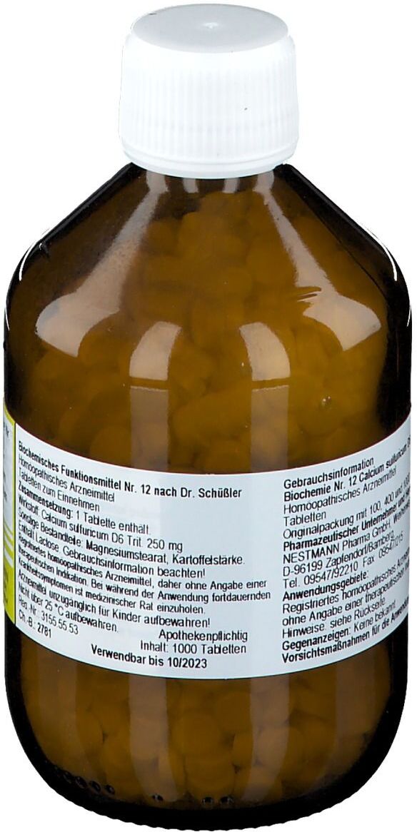 NESTMANN Biochemie Biochemie 12 Calcium sulfuricum D 6 Tabletten 1000 St