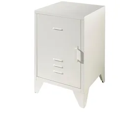 NACHTKOMMODE Kay 40x40x60 Industrial Design aus Metall Weiß