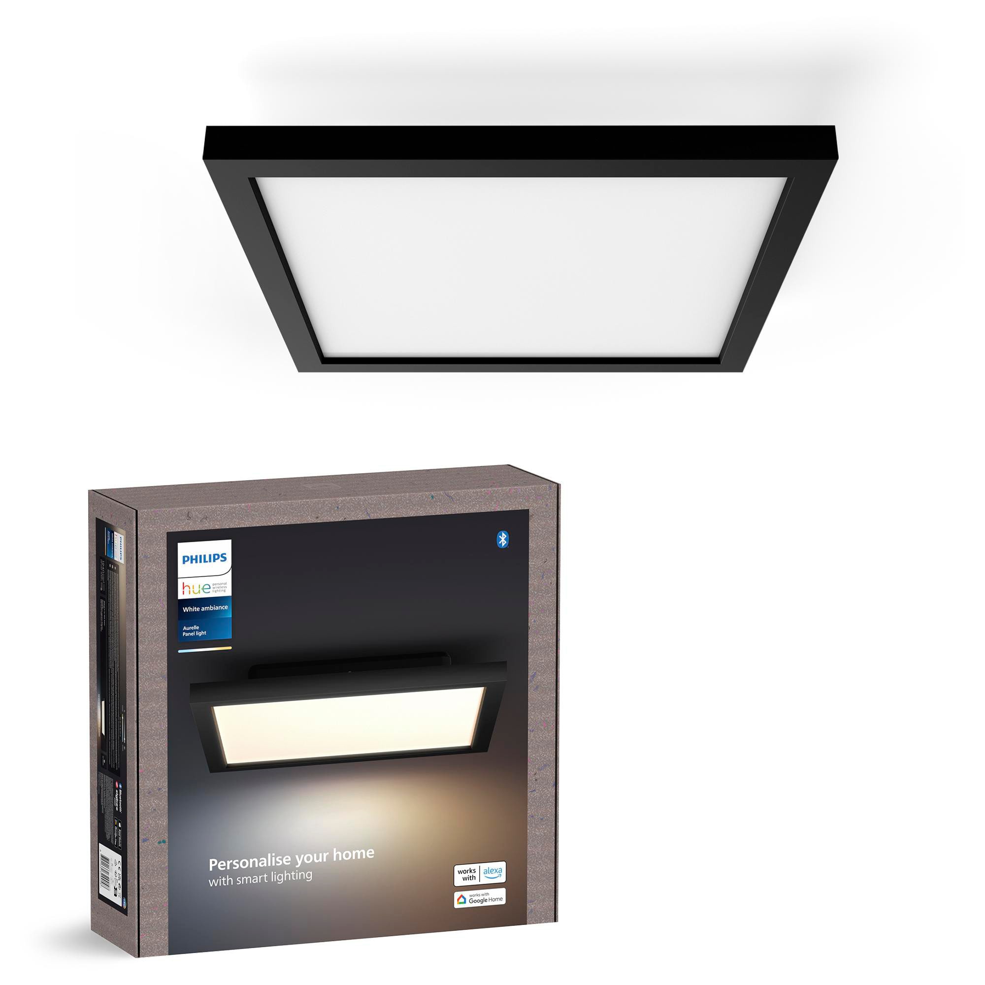 Philips Hue White Ambiance Aurelle Deckenleuchte schwarz+ integrierte LED 30x30cm