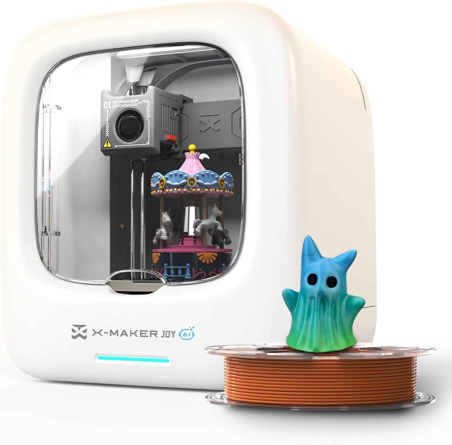 X-MAKER JOY 3D-printer voor kinderen, AI-aangedreven mini 3D-printer met automatisch nivelleren en snelheid tot 400 mm/s