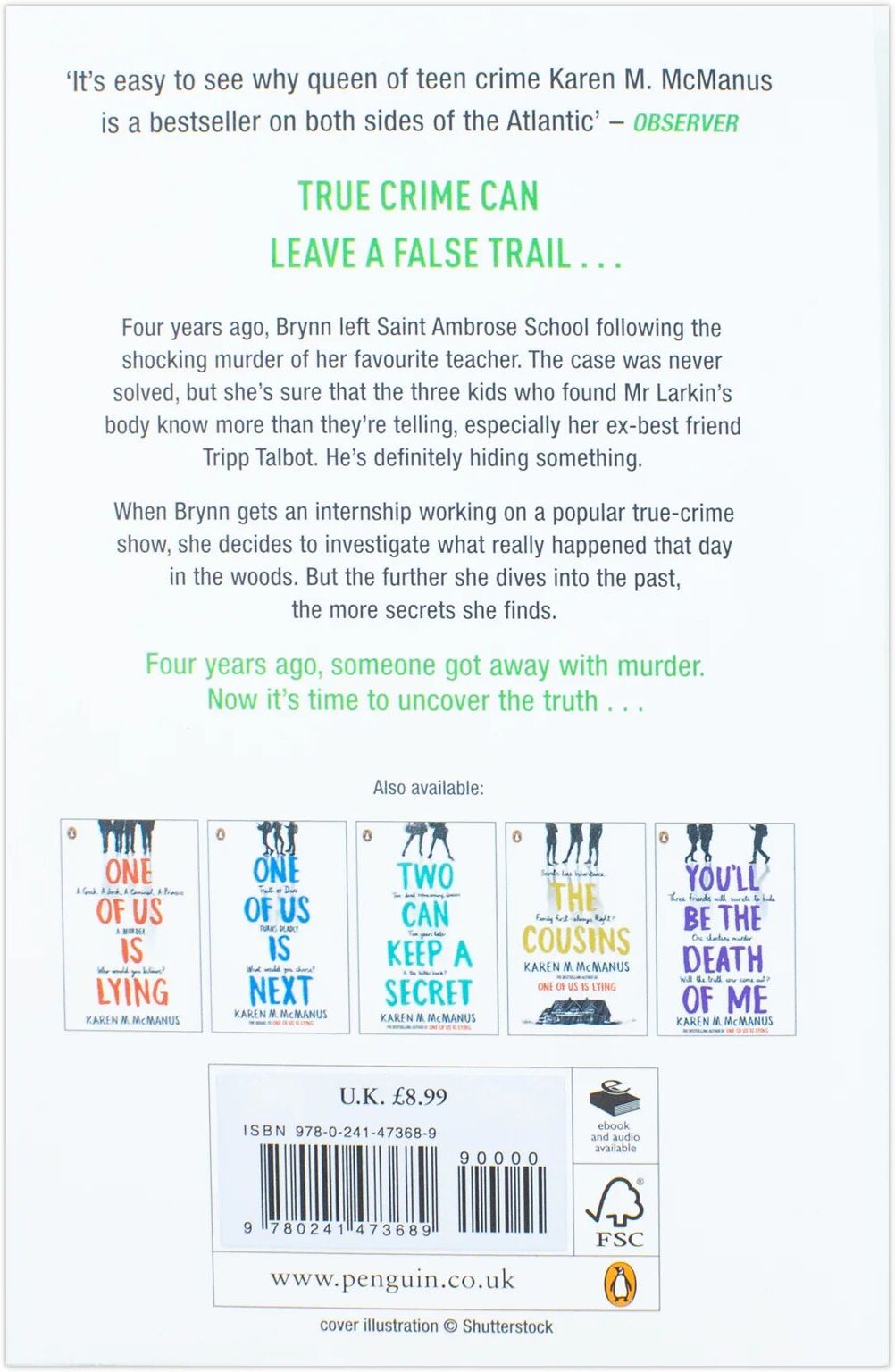 Penguin Nothing More to Tell by Karen M. McManus - YA Mystery Thriller Paperback - Ages 12+ - New Book