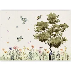 Artgeist, Tapete, Fototapete - Spring Meadow - a Clearing With Flowers Painted in Watercolours (200 x 140 cm)
