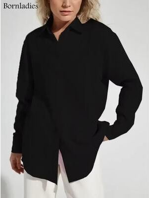 Inspired Finds BreezeCotton Women's Long Sleeve Shirt Lightweight, Stylish & 100% Cotton Comfort black m