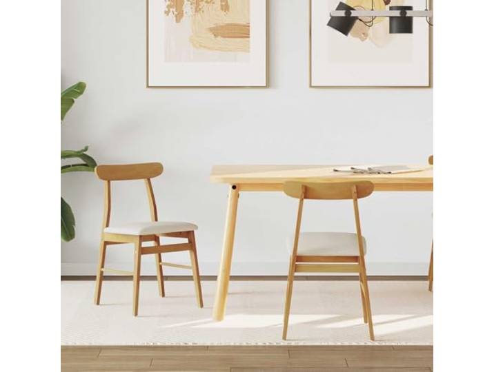 HMDNGOUT Esszimmerstuhl 2 STK Massives Gummiholz Natürlich und Hell Massives Kautschukholz, lackierte Oberfläche, Vintage-Stil, stabiler Rahmen, Esszimmer, Küche, Wohnzimmer, Homeoffice