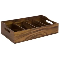 APS ACACIA Besteckständer/ Besteckbehälter, Akazienholz, 51 x 28 cm, H: 13 cm, vier Kammern, braun