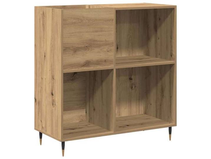 Meuble à vinyles - GKO - Chêne artisanal - 85x38x89 cm - 4 étagères - Grand espace de stockage - Durable