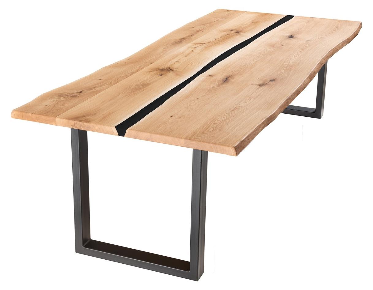 Esstisch Unikattisch 100 x 200 x 75 cm Wildeiche Metall Harz Natur Schwarz